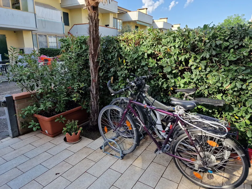 Die vier Fahrräder vor der Ferienwohnung